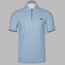 Fred Perry Crepe Pique Zip Neck Polo Shirt Light Smoke