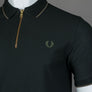 Fred Perry Crepe Pique Zip Neck Polo Shirt Night Green