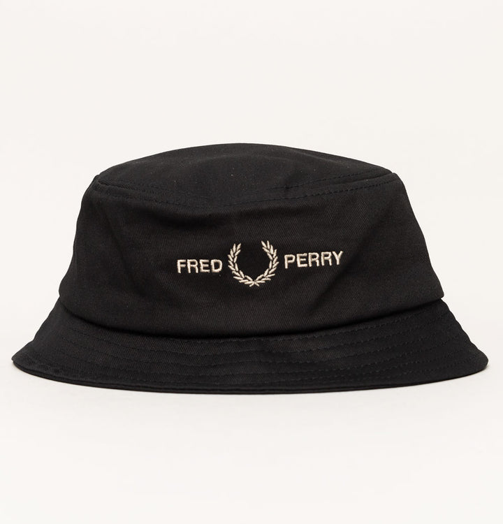 Fred Perry Graphic Brand Twill Bucket Hat Black/Warm Grey