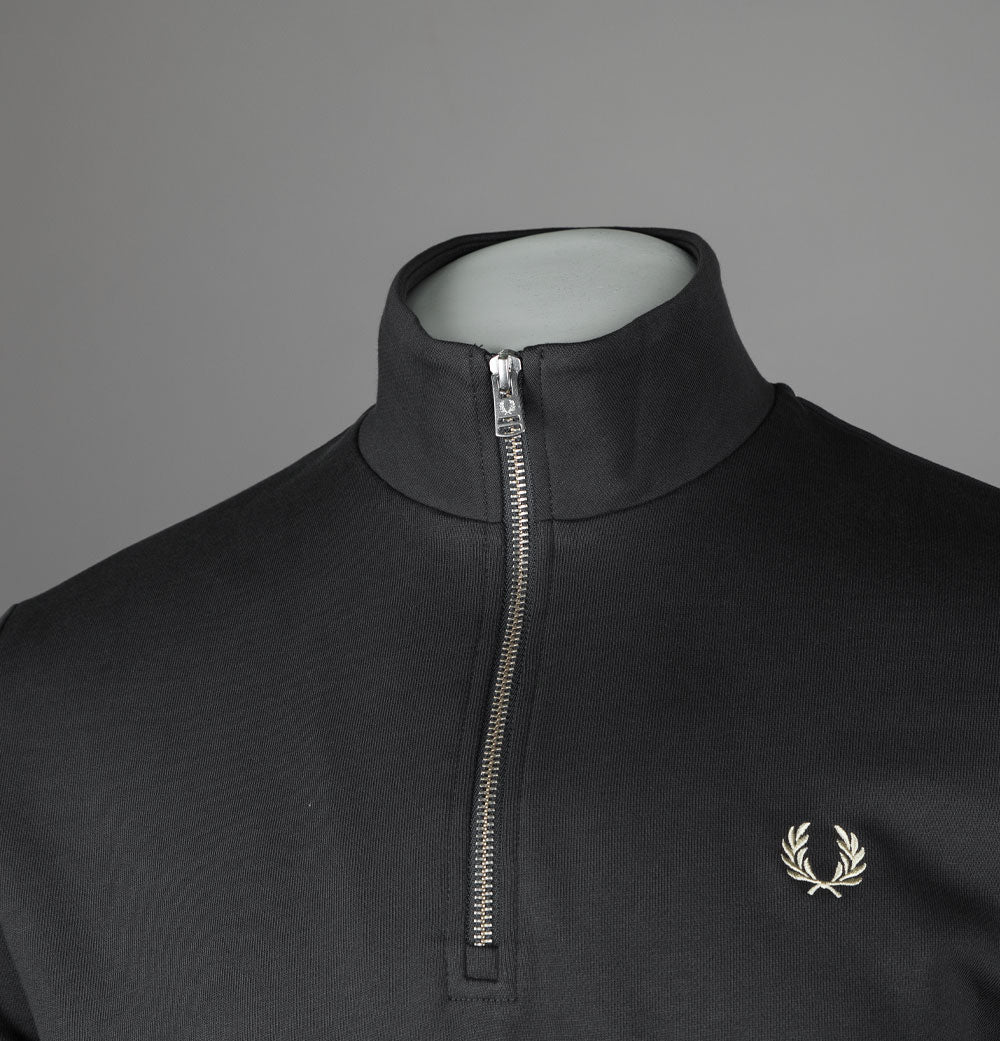 【FRED PERRY】Baseline Half Zip Sweatshirt V07 Anchor Grey Fred Perry - Half Zip Anchor Grey/Dark Caramel - Pullover