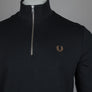 Fred Perry Half Zip Sweatshirt Black/Shaded Stone