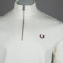 Fred Perry Half Zip Sweatshirt Ecru/Court Blue/Oxblood