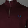 Fred Perry Half Zip Sweatshirt Oxblood/Ecru/Court Blue