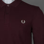 Fred Perry LS Plain Polo Shirt Oxblood