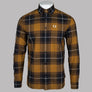 Fred Perry LS Tartan Shirt Dark Caramel