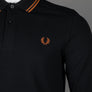 Fred Perry LS Twin Tipped Polo Shirt Black/Marmalade