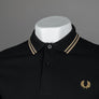 Fred Perry LS Twin Tipped Polo Shirt Black/Metallic Gold