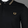 Fred Perry LS Twin Tipped Polo Shirt Black/Metallic Gold