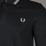Fred Perry LS Twin Tipped Polo Shirt Black/White