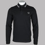 Fred Perry LS Twin Tipped Polo Shirt Black/White