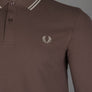 Fred Perry LS Twin Tipped Polo Shirt Brick/Warm Grey