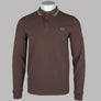 Fred Perry LS Twin Tipped Polo Shirt Brick/Warm Grey