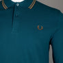 Fred Perry LS Twin Tipped Polo Shirt Dark Petrol/Shaded Stone