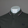 Fred Perry LS Twin Tipped Polo Shirt Field Green/Dark Pink/Navy