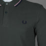Fred Perry LS Twin Tipped Polo Shirt Field Green/Dark Pink/Navy