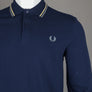 Fred Perry LS Twin Tipped Polo Shirt French Navy/Champions Gold/Stockport Blue