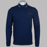 Fred Perry LS Twin Tipped Polo Shirt French Navy/Ecru/Whisky Brown