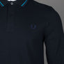 Fred Perry LS Twin Tipped Polo Shirt Navy/Ocean/Dark Carbon