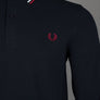 Fred Perry LS Twin Tipped Polo Shirt Navy/Snow White/Burnt Red