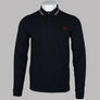 Fred Perry LS Twin Tipped Polo Shirt Navy/Snow White/Burnt Red
