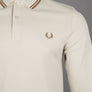 Fred Perry LS Twin Tipped Polo Shirt Oatmeal/Dark Caramel