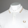 Fred Perry LS Twin Tipped Polo Shirt Snow White/Oat/Warm Stone
