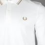 Fred Perry LS Twin Tipped Polo Shirt Snow White/Oat/Warm Stone