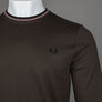 Fred Perry LS Twin Tipped T-Shirt Burnt Tobacco