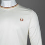 Fred Perry LS Twin Tipped T-Shirt Ecru/Honeycomb/Marmalade