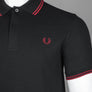 Fred Perry M3600 Polo Shirt Black/Burnt Red