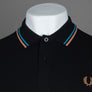 Fred Perry M3600 Polo Shirt Black/Cyber Blue/Light Rust