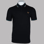 Fred Perry M3600 Polo Shirt Black/Cyber Blue/Light Rust