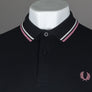 Fred Perry M3600 Polo Shirt Black/Ecru/Dusty Rose Pink