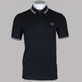 Fred Perry M3600 Polo Shirt Black/Ecru/Dusty Rose Pink