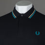 Fred Perry M3600 Polo Shirt Black/Ice Cream/Cyber Blue