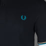 Fred Perry M3600 Polo Shirt Black/Ice Cream/Cyber Blue