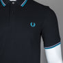 Fred Perry M3600 Polo Shirt Black/Light Smoke/Ocean
