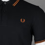 Fred Perry M3600 Polo Shirt Black/Marmalade