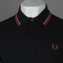 Fred Perry M3600 Polo Shirt Black/Putty Pink/Whisky Brown