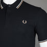 Fred Perry M3600 Polo Shirt Black/Snow White/Warm Stone