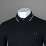 Fred Perry M3600 Polo Shirt Black/Warm Grey/Brick