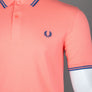 Fred Perry M3600 Polo Shirt Coral Heat/Shaded Cobalt