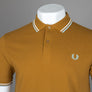 Fred Perry M3600 Polo Shirt Dark Caramel/Snow White/Silver Blue