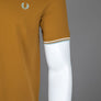 Fred Perry M3600 Polo Shirt Dark Caramel/Snow White/Silver Blue