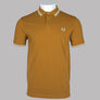 Fred Perry M3600 Polo Shirt Dark Caramel/Snow White/Silver Blue
