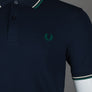 Fred Perry M3600 Polo Shirt Dark Carbon/Light Ecru/Label Green