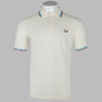 Fred Perry M3600 Polo Shirt Ecru/Court Blue/Oxblood