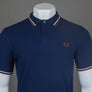 Fred Perry M3600 Polo Shirt French Navy/Ecru/Whisky Brown