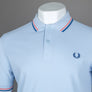 Fred Perry M3600 Polo Shirt Light Smoke/Coral Heat/Shaded Cobalt