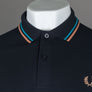 Fred Perry M3600 Polo Shirt Navy/Cyber Blue/Light Rust